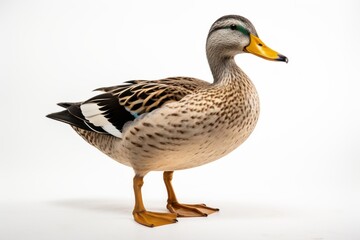 Close-up studio portrait of a bird Mallard Anas platyrhynchos. Blank for design