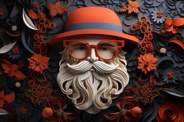 Decorative paper Santa Claus, background. Merry christmas and happy new year concept