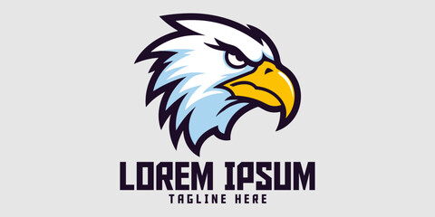 Obraz premium Minimalist style eagle head logo, animal template, badge icon and emblem. Esport and sport. 