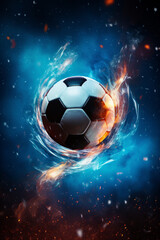 Naklejka premium Soccer football scores a goal