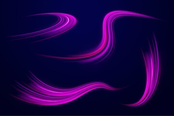 Laser beams luminous abstract sparkling isolated on a transparent background. Abstract neon color glowing lines background. 