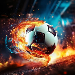 Naklejka premium Soccer football scores a goal