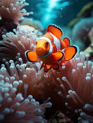 Clown Fish in its Natural Habitat, Wildlife Photography, Generative AI
