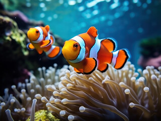 Clown Fish in its Natural Habitat, Wildlife Photography, Generative AI