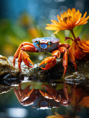 Crab in its Natural Habitat, Wildlife Photography, Generative AI