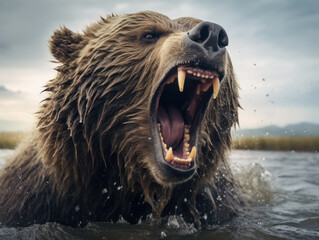 Bear in its Natural Habitat, Wildlife Photography, Generative AI - obrazy, fototapety, plakaty