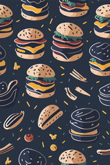 Burger Pop Extravaganza, Vertical Pattern Art