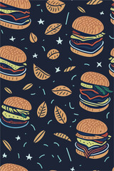 Burger Wonderland, Vertical Retro Wallpaper