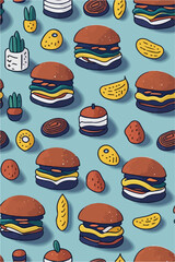 Deliciously Nostalgic, Vertical Burger Pattern Illustration