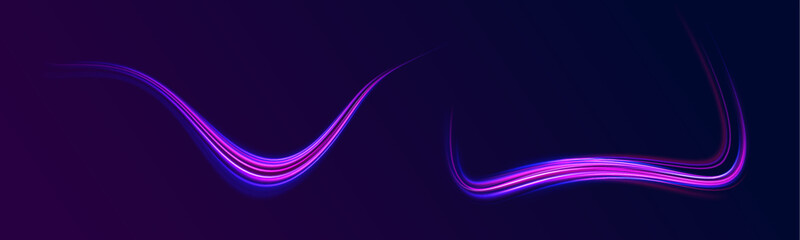 Abstract fire flare trace lens flares acceleration speed motion on night road. Shine dynamic scene. Neon flare. Colorful rays.