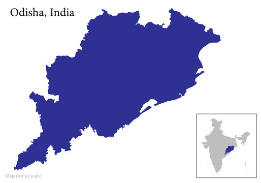Indian state Odisha map vector , Odisha map along with Indian Map	