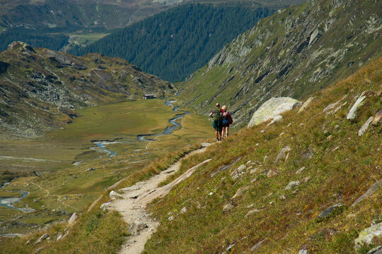View of the hike of Giogo Lungo in Valle Aurina, South Tyrol, Italy