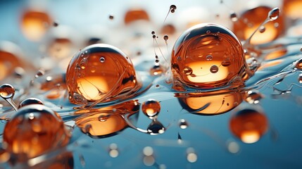 Clear water drops with bubbles