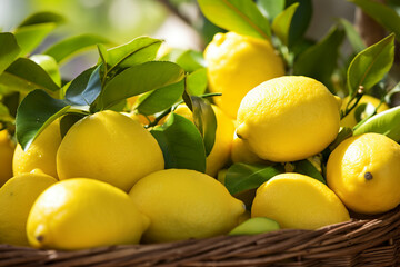 Close up of lemon fruits in basket
