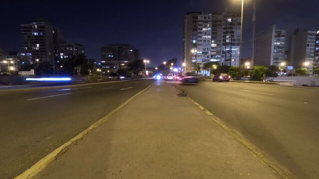 Night time lapse of traffic in Lima, Peru