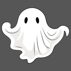 Halloween ghost on a gray background. Vector illustration