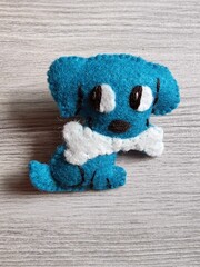 Cute dog brooch  - Handmade brooch embroidered 