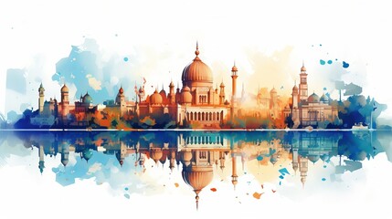 Illustration of DELHI in vector watercolor