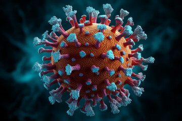 Closeup of coronavirus COVID-19 (SARS-Cov-2), virus and disease