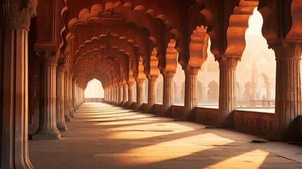 Papier Peint photo autocollant Lieu de culte India at sunset, inside the Red Fort in Delhi