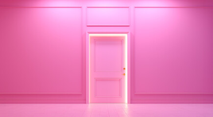 Door in a pink room, created with ai generative technology