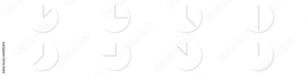Poster vector set of clocks. set of vector icons of timers on a white background. stylish modern clock icon