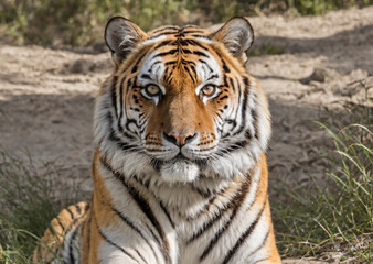 Obraz premium photograph of a Siberian tiger in the wild