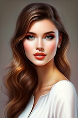 Elegant girl in urban outfit, cute fine face, rounded eyes, drawing