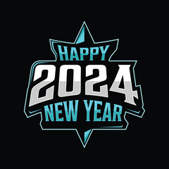 Happy New Year 2024 creative emblem for e sport team