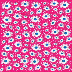 Fondo floral con  margaritas sobre rosa.