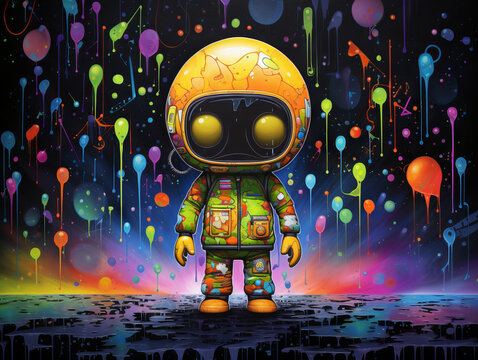 Chibi Astronaut In Outer Space