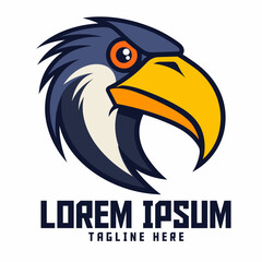 Bird emblem with toucan head, template logo, mascot icon and sport and esport.
