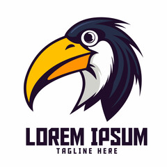 Toucan head as mascot logo, bird emblem and sport icon.
