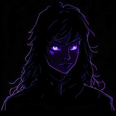 purple anime girl generative a,