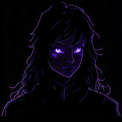 purple anime girl generative a,