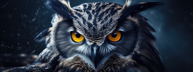 owl in the night - obrazy, fototapety, plakaty