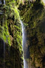 Etropole waterfall Varovitets. Waterfall daylight long exposure