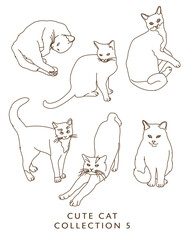 Cute Cat Illustration Outlines! Collection 5