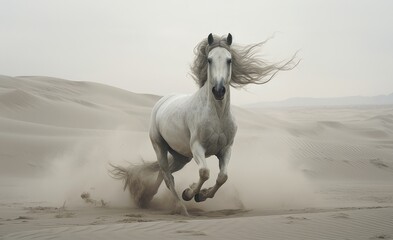 Fototapeta premium white horse running on the beach