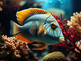 Triggerfish in its Natural Habitat, Wildlife Photography, Generative AI