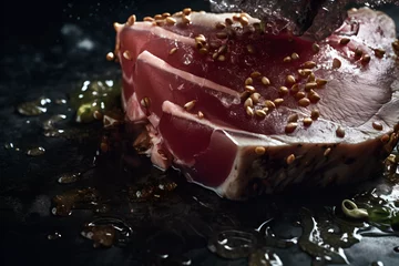 Poster Restaurant a close up of a  tuna fillet, AI generated, Generative AI, AI Art, illustration,  © Joshua Lopez