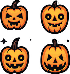 halloween pumpkins set