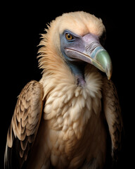 Photorealistic image of an African vulture on a black background