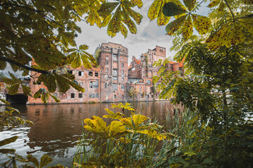 Old historic brewery in Szczecin, ruins, urban landscape, Szczecin Venice, old architecture, Poland landmark © Rochu_2008
