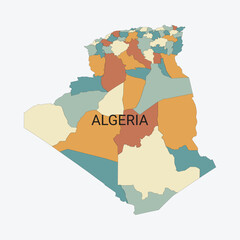 Algeria vector map with administrative divisions