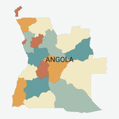 Angola vector map with administrative divisions