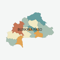 Burkina Faso vector map with administrative divisions