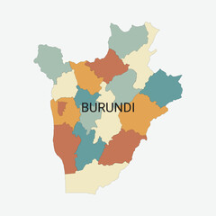 Burundi vector map with administrative divisions