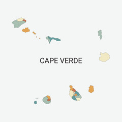 Cape Verde vector map with administrative divisions