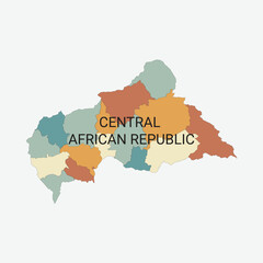 Central African Republic vector map with administrative divisions